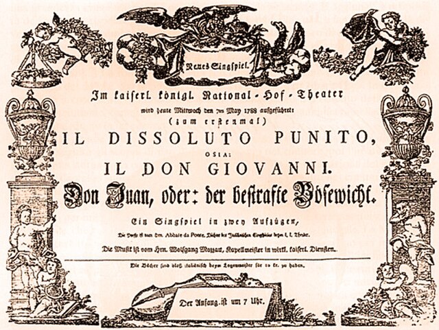 Playbill for the 1788 Vienna premiere of Don Giovanni