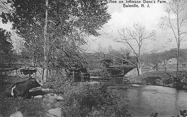 A 1905 postcard view from "Jefferson Dunn's Farm" along the Paulins Kill in the Baleville section of Hampton Township. The Kittatinny Valley supported