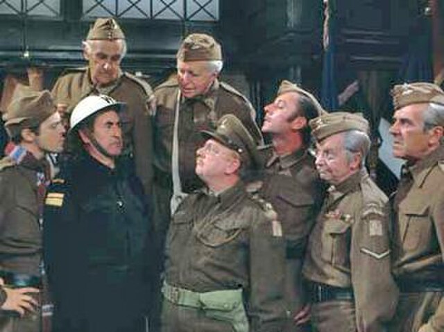 The characters of Dad's Army (left to right): Private Pike (Ian Lavender) ARP Warden Hodges (Bill Pertwee) Private Frazer (John Laurie) Private Godfre