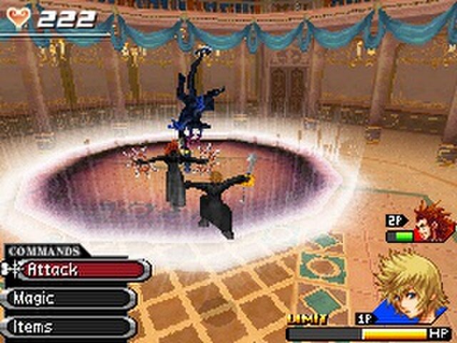 Roxas and Axel fighting a Heartless on a mission