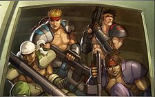 The cast of Contra 4. From left to right: Mad Dog, Bill Rizer, Lance Bean, and Scorpion Contra4cast.jpg