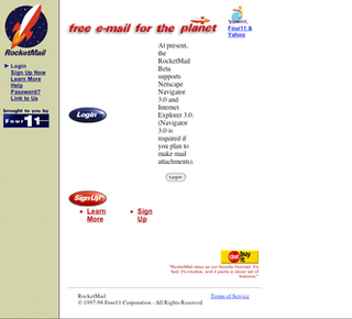 <span class="mw-page-title-main">RocketMail</span> Defunct free webmail website