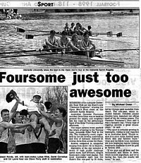 Adelaide University Boat Club. Winners 1997 City of Adelaide sprint regatta Sundaymail97winning4.jpg