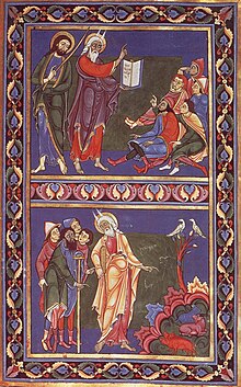 A scene from the Bury St Edmunds Bible (c. 1135) by Master Hugo Bse bible.jpg