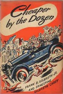 <i>Cheaper by the Dozen</i> biographical novel written by Frank Bunker Gilbreth, Jr. and Ernestine Gilbreth Carey