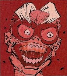 In order to taunt Batman emotionally, Grayson takes on the appearance of a more grotesque and gruesome-looking "Joker" until their final confrontation in The Dark Knight Strikes Again. Art by Frank Miller Dick Grayson as the Joker.jpg