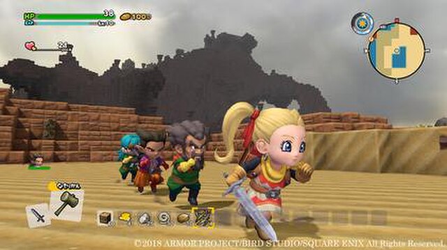 Screenshot showing a party of four in the overworld