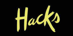 The word Hacks in yellow lettering on a black background.