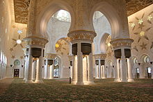 Interior of the main prayer hall in the Sheikh Zayed Grand Mosque