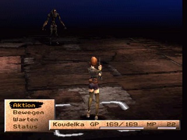 The main protagonist, Koudelka, in the game's opening battle.