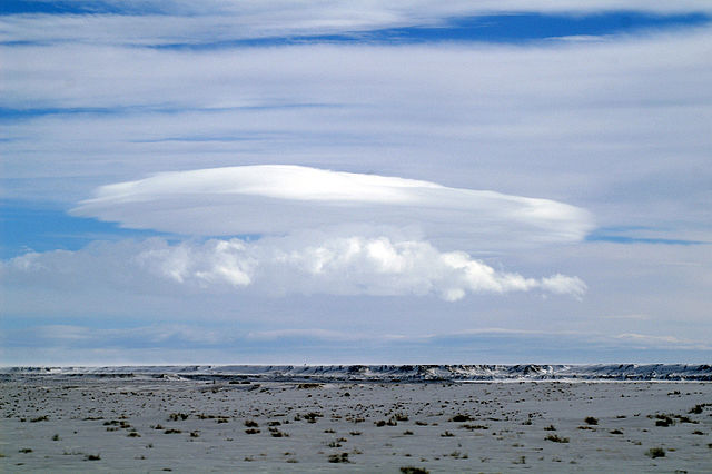Lenticular cloud forming due to mountains over Wyoming
