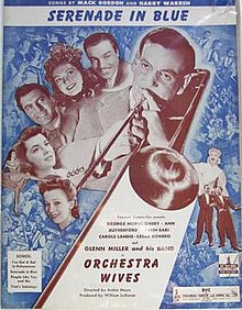 1942 sheet music cover, Bregman, Vocco and Conn, Inc., New York. Serenade in blue sheet music 1942.jpg