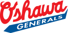 The team logo from 1962-63 to 1964-65; 1967-68 to 1973-74 and 1984-85 to 2005-06 OshawaGeneralsOld.png