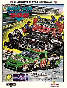 The 1995 UAW-GM Quality 500 program cover, with artwork by NASCAR artist Sam Bass.