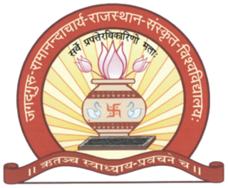 <span class="mw-page-title-main">Jagadguru Ramanandacharya Rajasthan Sanskrit University</span> Public state university in Jaipur, Rajasthan, India