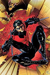 Nightwing in his fourth costume from The New 52. Cover of Nightwing (vol. 3) #1 (September 2011); art by Eddy Barrows. Nightwing -1 (Sept. 2011).jpg