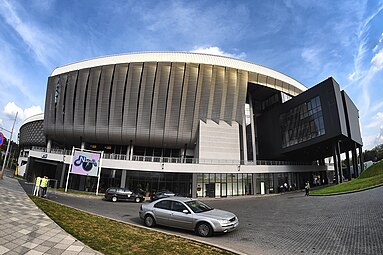 External view of the main stand and headquarters