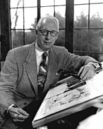 Foster at his drawing board in 1962