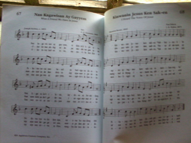 An open page of the Kankanay Hymnal.