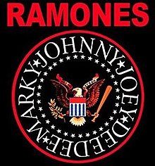 The band's logo, based on the seal of the president of the United States Ramones logo.jpg