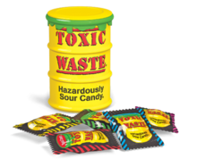 Close-up of Toxic Waste drum packaging Toxic Waste candy.png