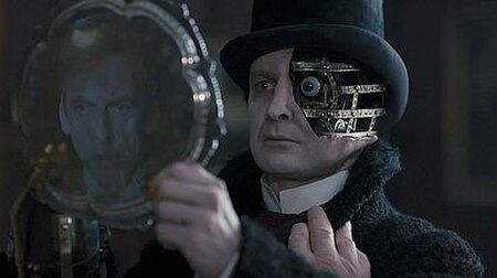 The newly regenerated Doctor asks the Half-Face Man if he can remember where he acquired his current face, while at the same time wonders the same que