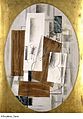 Georges Braque, 1914, Violin and Glass (Violon et verre), oil, charcoal and pasted paper on canvas, oval, 116 x 81 cm, Kunstmuseum Basel