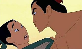 Screenshot of Mulan (left), disguised as "Ping", being reprimanded by Shang (right) during the "I'll Make a Man Out of You" sequence due to her incompetence. I'll Make a Man Out of You.jpg