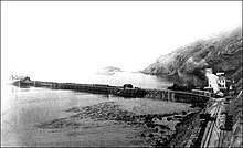 Avila Beach and Harford Pier, late 19th century. Point San Luis and Whaler's Island are visible in the near distance.