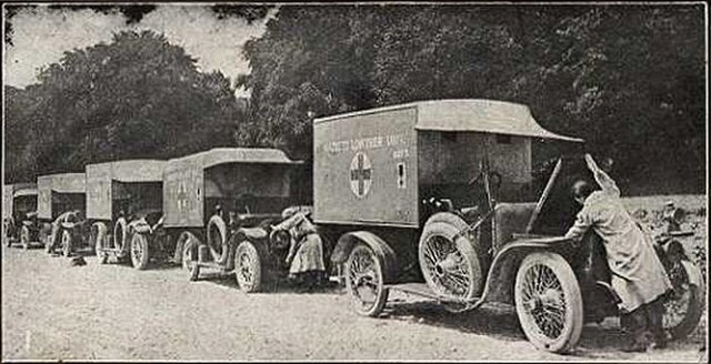 Women of the Hackett Lowther Unit working on ambulances
