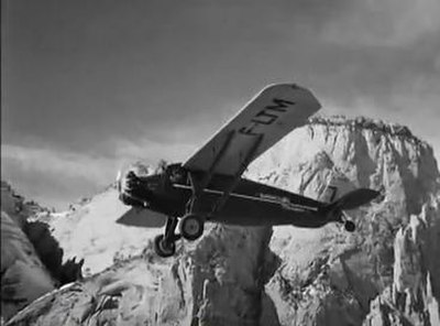 The Travel Air 6000 airliner was prominently featured against a backdrop of the Rocky Mountains, standing in for the Andes Mountains.