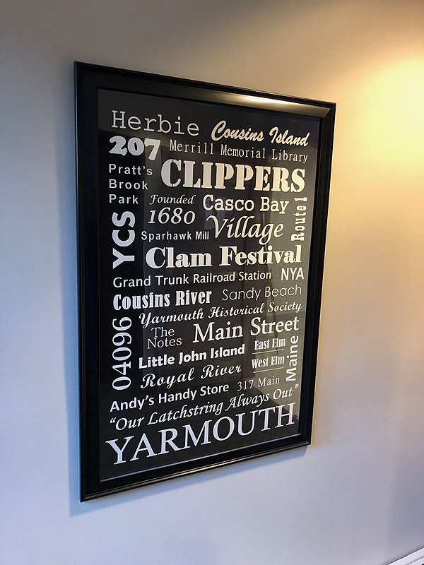 A Yarmouth-themed poster on display at the town's Merrill Memorial Library in 2018