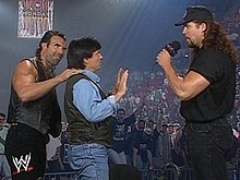 Scott Hall and Kevin Nash posed as invaders looking to take over WCW. Nwo-outsiders.jpg