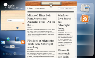 <span class="mw-page-title-main">Tafiti</span> Discontinued animated search engine launched by Microsoft Corp.