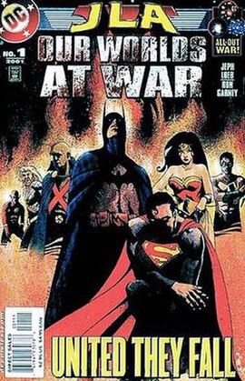 Cover of JLA: Our Worlds at War (September 2001), art by Jae Lee.