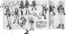 Early sketches of Athena Asamiya meant to act as a departure from her school uniform