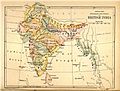 British India in 1880: this map incorporates the Provinces of British India, the Princely States and the legally non-Indian Crown Colony of Ceylon.