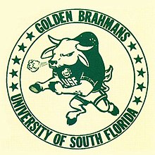 The original logo of the USF Golden Brahmans, used until 1981 USF Golden Brahmans first logo.jpg