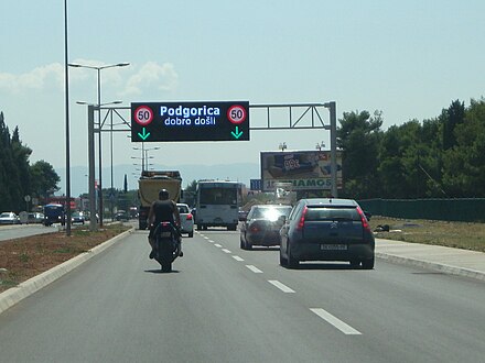 Northern entrance to Podgorica (E65, E80).