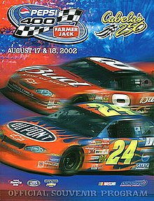 The 2002 Pepsi 400 presented by Farmer Jack program cover.