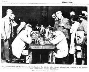 Players and spectators at the Westminster Central Hall LondonChessOlympiad1927.jpg