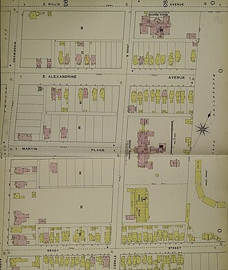Partial detail of the ballpark, 1889 Recreation Park Detroit 1889 Sanborn partial map.jpg
