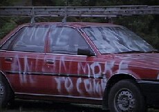 The graffito left upon one of the Chan family's two vehicles, likely as a subterfuge to deflect her abductor's true intentions for abducting Karmein Karmein Chan 13 April 1991 Serpells Road Mr Cruel GraffitiA.jpg