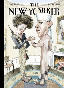 Barry Blitt's cover from the July 21, 2008, issue of The New Yorker New Yorker magazine Politics of Fear.png