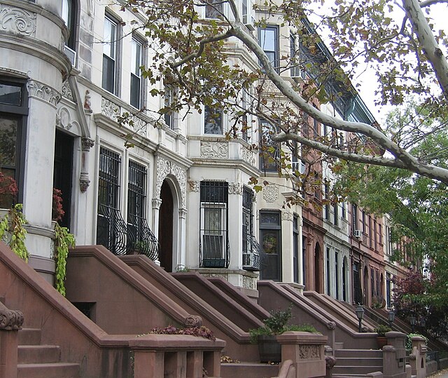 Rowhouses along Park Place in Prospect Heights