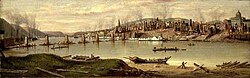 The Great Fire of 1845 destroyed a third of Pittsburgh, including its University. Pittfire.jpg