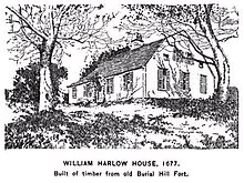 Harlow Old Fort House, ca. 1677 is alleged to have been constructed from the timbers of the Pilgrims' fort William Harlow House in Plymouth MA.jpg