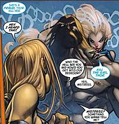 Lorelei controlling Thor, telling him to kill Valkyrie in The Ultimates 3.
Art by Joe Madureira Lani Ubana.jpg