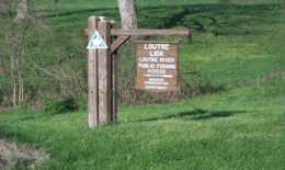 The entrance sign for the Loutre Lick Public Fishing Access south west of Mineola, Missouri as seen from State Highway N.