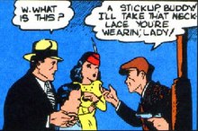Bruce Wayne's family encounters Joe Chill in Detective Comics #33 (November 1939). Art by Bob Kane. The Wayne Family and Joe Chill (Detective Comics -33 (November 1939)).jpg